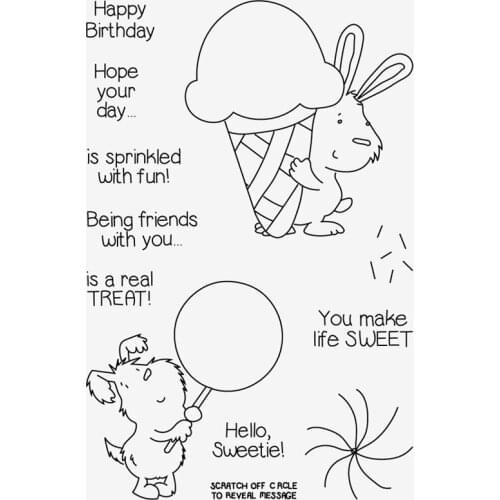 Bunny & Pups Treats Transparent Clear Silicone Stamp/Seal for DIY scrapbooking/photo album Decorative clear stamp sheets HEM3