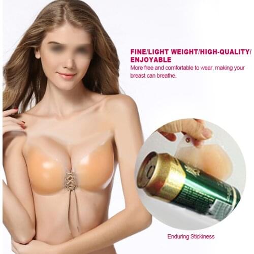 Adjustable Strapless Invisible Bra Silicone Breast Gather Push Up Self-Adhesive Drawstring Backless Bra Backless Breast Enhancer