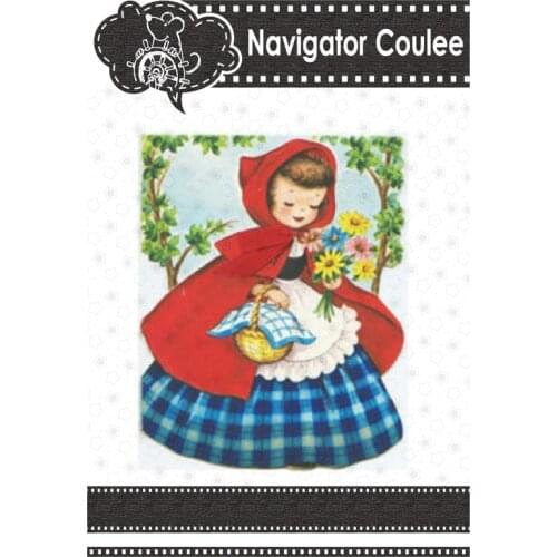 Metal Cutting Mold Girl Flower Basket Red Dress Die in Scrapbook Cut Die Layering Template Cut Decoration New Arrival 2021