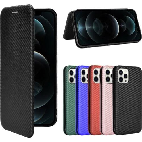Luxury Carbon Fiber Flip Phone Case For iPhone 12 Mini 11 Pro X XR XS Max SE 2020 7 8 Plus Cover Anti-knock Full Protection Etui