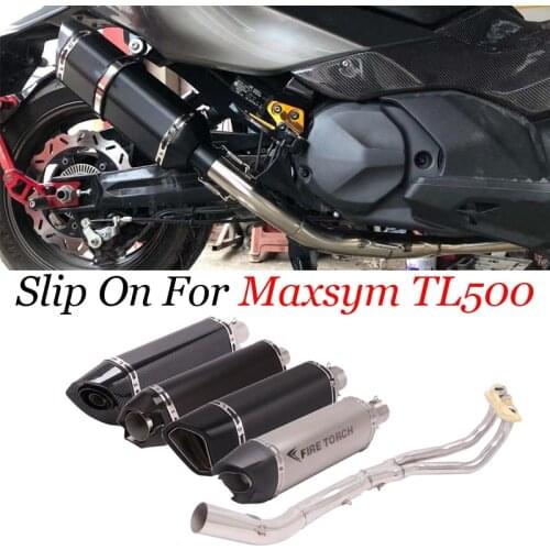 Slip On For Maxsym TL500 Motorcycle Modified Exhaust Muffler Escape Pipe Middle Link Pipe 51mm With Exhaust Full System