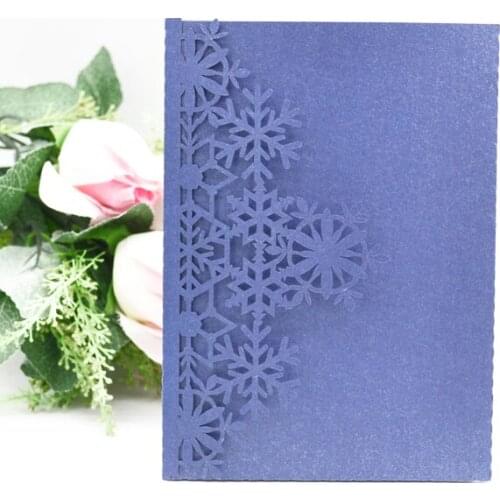 Snowflakes laser cut pocket fold wedding party cards invitation