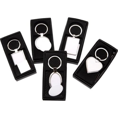 Sublimation Blanks Key Buckle Heart Love Geometry Metal Keyring DIY Keys Chain Valentine Day Holiday Gift LX9339