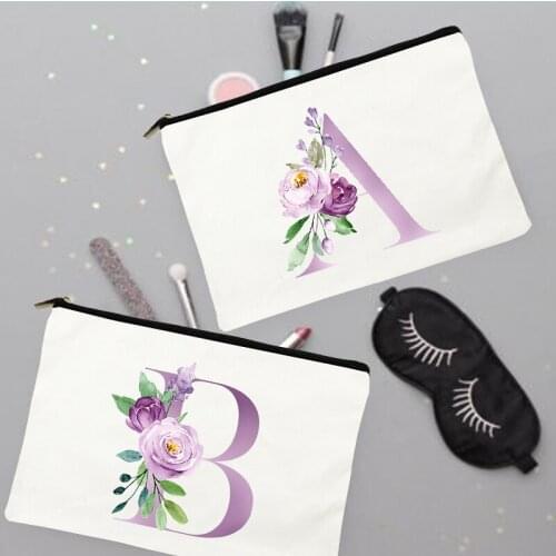 Alphabet Flowers Print Document Tickets Tampon Storage Bag Travel Toiletries Lipstick Key Earphone Organizer Pouch Cosmetic Case