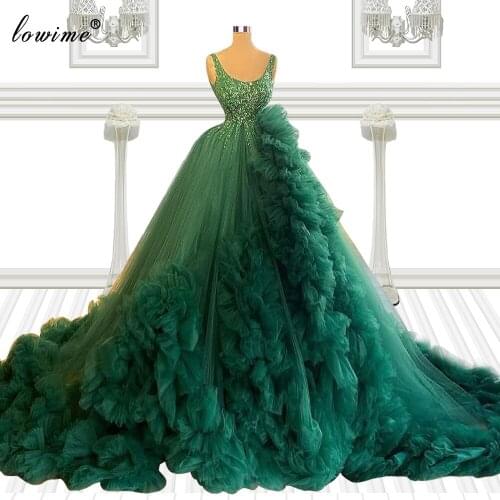 Gorgeous Green Prom Dresses Sleeveless Dubai Summer Evening Dresses Vintage Grand Party Dresses Evening Wear Celebrity Dresses