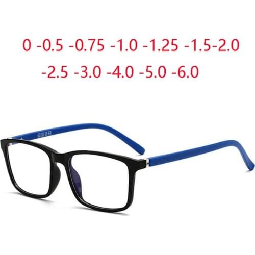 Spring Leg TR90 Square Optical Eyeglasses Prescription Spectacles Women Anti Blue Light Nearsighted Glasses 0 -0.5 -0.75 To -6.0