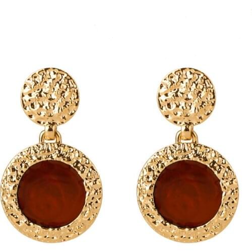 Vintage Gold Color Metal Double Round Coin Drop Earrings Unique Geometric Long Earrings For Women Party Wedding Jewelry 2019 New