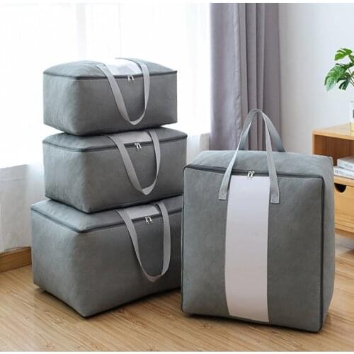 Large-Capacity Storage and Organizing Quilt Bag Bamboo Charcoal Quilt Bag with Strong Handles Zippers and Transparent Windows