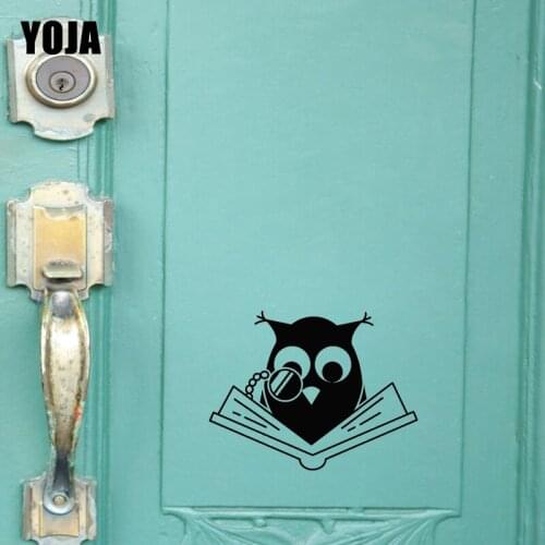 YOJA 23.1*17.9CM Smart Owl Scholar Reading Book Kids Interior Decor Door Decal With Wall Sticker Black D2-0132