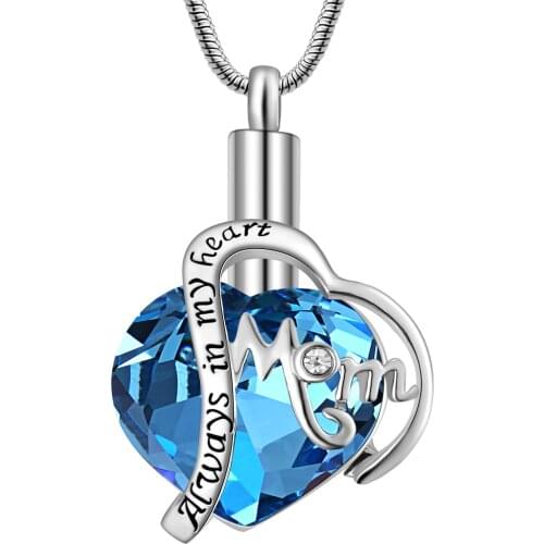 Always in my heart Women Locket Heart cremation memorial Mom,Dad,Pet ashes urn heart necklace jewelry keepsake pendant