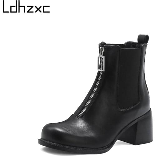 2020 Fashion Ankle Boots For Women High Heels Short Boots Women Fashion Patent Leather Black Shoes Lady Large big size 34-45