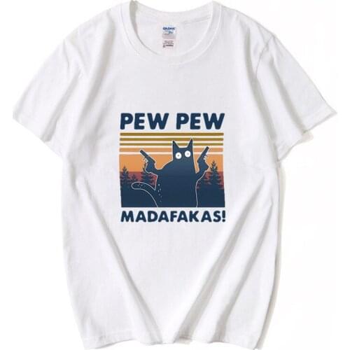 Pew Pew Madafakas Print T-shirts Women Summer 2021 Graphic Tees Funny Shirts For woman tshirts Loose Crew Neck Harajuku Tops