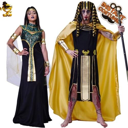 QLQ Women Ancient Egyptian Queen Costume Cosplay Halloween Costume Adult Men Egypt Pharaoh Clothes Performance Carnival Party