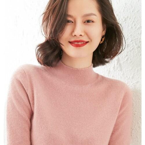 Top Grade Woman Pullover 100% Goat Cashmere Knitting Jumpers 2020 Winter New Half-high Oneck Soft Warm Sweater Female Tops