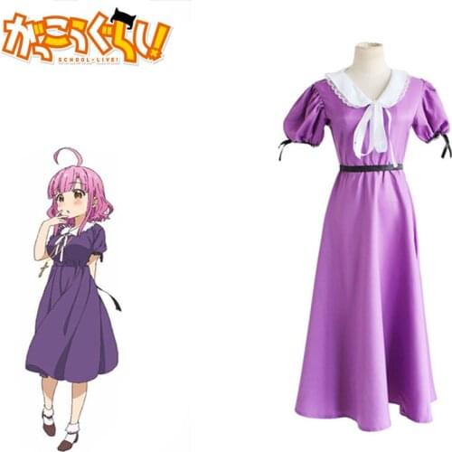 Gakkou Gurashi School-Live Janpanese Anime Costumes Sakura Megumi Cosplay Fancy Girls Purple Dress Costumes For Formal Wedding