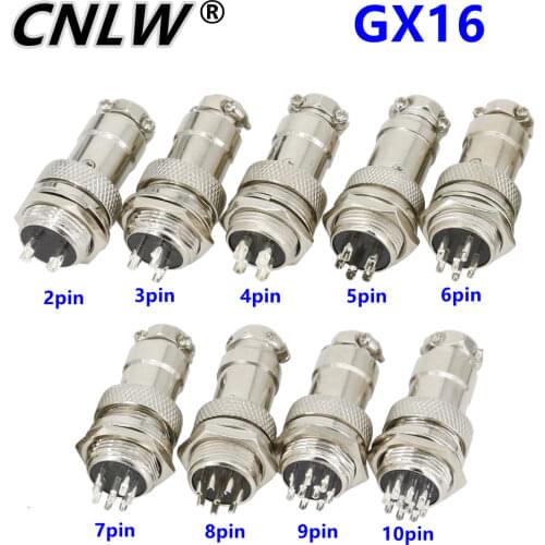 1 Set 16mm GX16-(2/3/4/5/6/7/8/9/10Pin) Screw Aviation Connector Plug The aviation plug Cable connector Regular plug and socket