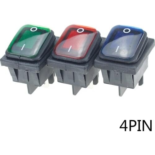 1pcs on off 12V/220V Heavy Duty 4 pin DPST IP67 Sealed Waterproof Auto Boat Marine Toggle Rocker Switch with LED 12V 220V 22*27