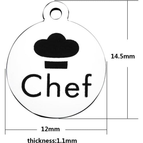 20pcs 12mm lettering Chef charm for bracelet disc pendant Stainless steel DIY jewelry accessories necklace handmade