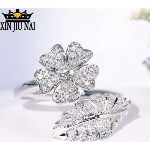 2020 New fashion creative personality super flash plum flower full diamond ring female women bright luxury jewelry accessories