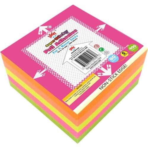 4A Sticky Full Adhesive Notes,3 1/3 x 3 Inches,80 Sheets/Color,Self-Stick Notes,5 Colors,400 Sheets,4A 303-Full Adhesive-400