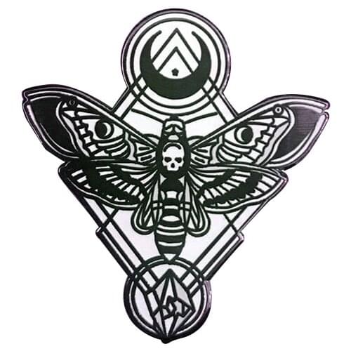 Acherontia Moon Stars Brooch Skull Philosophers Stone Badge