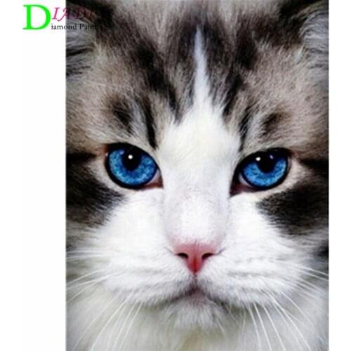 NEW Full Square Diamond Painting Cat 5D Diy Diamond Embroidery Animal Mosaic Picture Of Rhinestone Home Decoration Girl Hobby