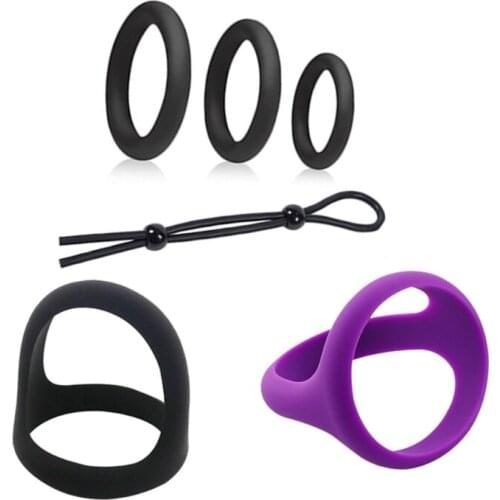 7Pcs Silicone Anal-Plug G-spot Double Penetration Dido Ring Toy for Couples