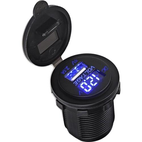 Car USB Port Charger For Cell Phone Tablet Car USB Adapter Charger Socket Power Led Voltage For Motorcycle Truck ATV Boat