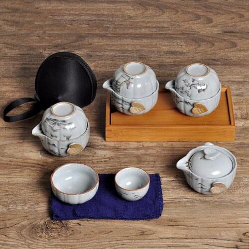 Kung fu teapot teacup Travel tea set Include 1 Pot 2 Cup,tea cup teapot Chinese ceramic teapot kettle porcelain gaiwan tea cup