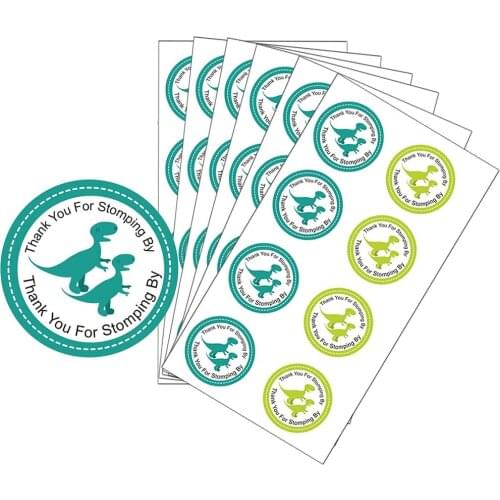Dinosaur Thank You for Stomping by Stickers Stomping Dinosaur Theme Party Favors 2 Inch 120 Pcs Birthday and Baby Shower