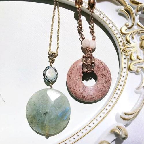 Europe and the United States freshwater pearl jewelry glass stone long retro fashion necklace