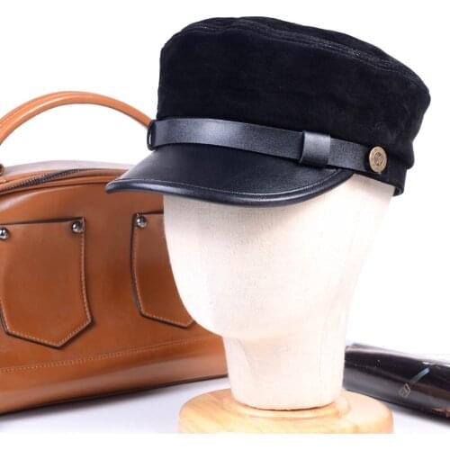 Womens Mens Genuine Suede Leather Unisex Beret Newsboy jazz/Navy/flat/Army caps/hats