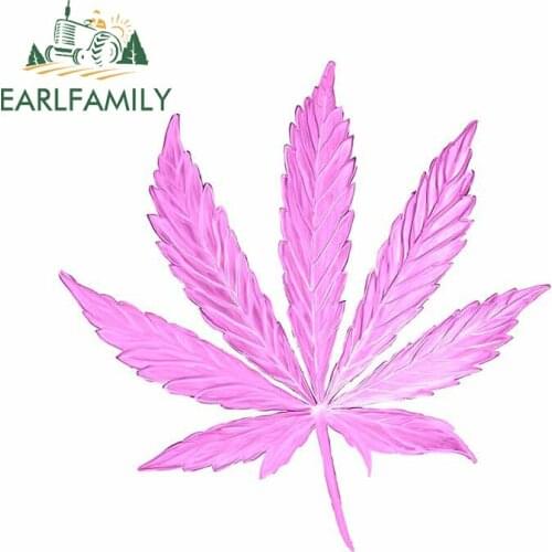 EARLFAMILY 13cm x 12.6cm for Hemp Leaf Pink Decal Refrigerator Scratch-Proof Car Stickers Windshield Anime Windows Car Styling