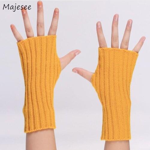 Arm Warmers Women Knitted Winter Warm Comfortable Chic Solid Kawaii Mitt Japanese Style All-match Leisure Trendy Females Daily