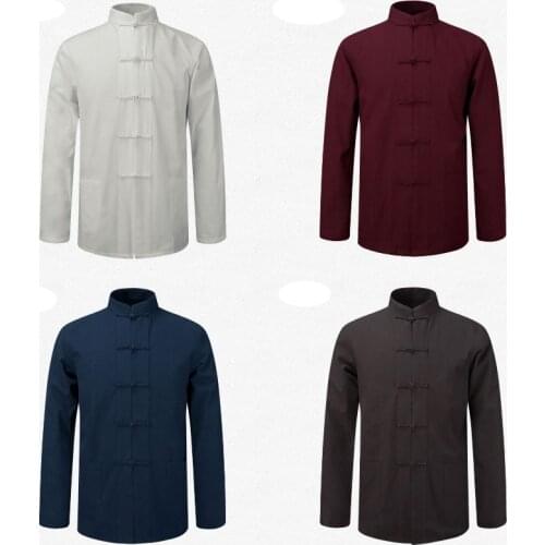 Cotton fluid tops garment kung fu suits for men blouse shirt hanfu uniform traditional chinese clothing men tang suit t shirt