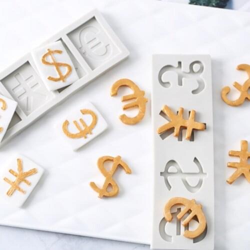 Currency & Symbol Molds Fondant Cake Decorating Tools Silicone Molds Sugarcrafts Chocolate Baking Tools For Cakes Gumpaste Form