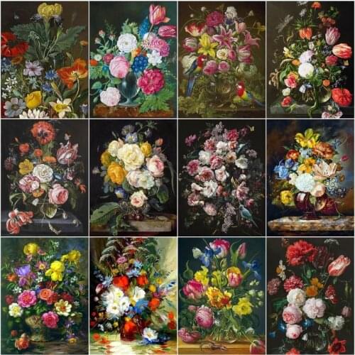 GATYZTORY Flowers In A Vase DIY Painting By Numbers For Adult Children Handpainted Oil Painting Canvas Colouring Home Decor