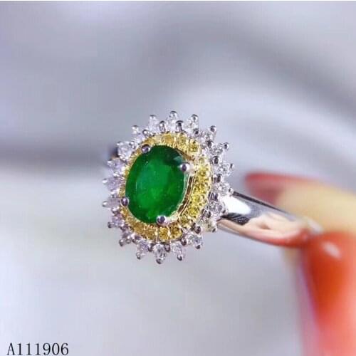 KJJEAXCMY boutique jewelry 925 sterling silver inlaid natural emerald female ring supports re-examination of new luxury