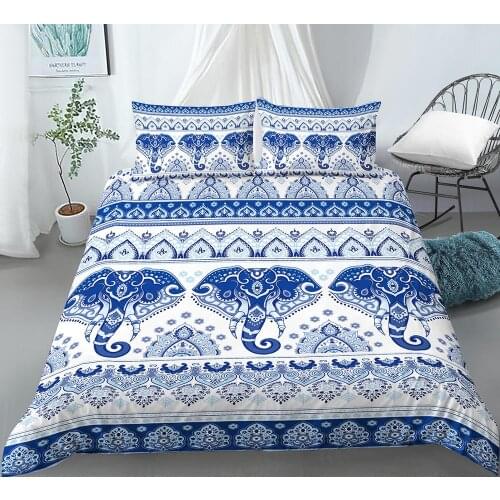 Bohemian Elephant Bedding Set 3D Print Duvet Cover with Pillowcase Set Luxury Microfiber Bedspread Home Textiles