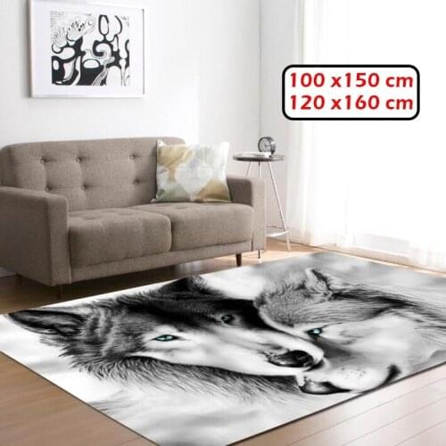3D Printed Wolf Pattern Carpet for Living Room Anti-slip Rectangle Floor Mats Rug for Kicken Sofa Yoga Mat Home Decor (7 Style)