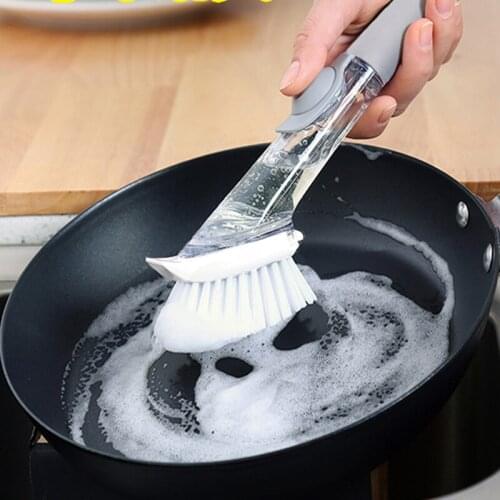 Kitchen Brush Pot Wash Pot Brush Non Stick Oil Hard Hair Clean Brush Wash Dishes Sponge Automatic Liquid Add Decontamination
