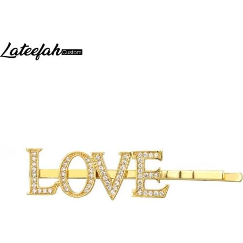 Lateefah Custom Novelty Hollow Out Letters Hair Clip Pins Rhinestone Accessories Jewelry Night Club Party Styling Barrettes