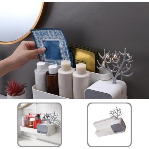 Lightweight 1 Set Useful Tree Shape White Makeup Storage Holder Shelf Wear-resistant Makeup Shelf Sturdy for Kitchen