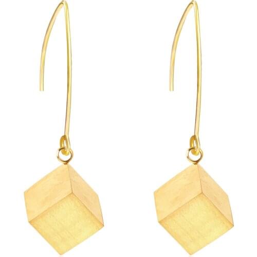 LUXUSTEEL Stainless Steel Square Geometry Drop Earrings New 2021 Vintage Style Gold Color Long Earring Fashion Jewelry Party