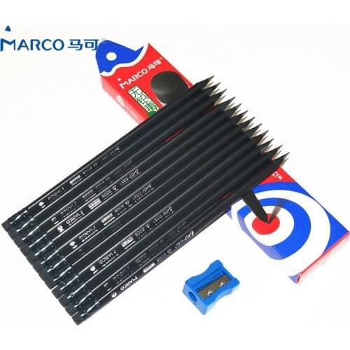 MARCO 9009BE all black triangle pole rod pencil rubber head HB students