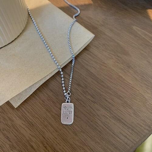 Miuoxion Retro Square Card Letter Necklace Simple Personality Party Punk Jewelry Fashion For Women Feature Nmour Charm Gift