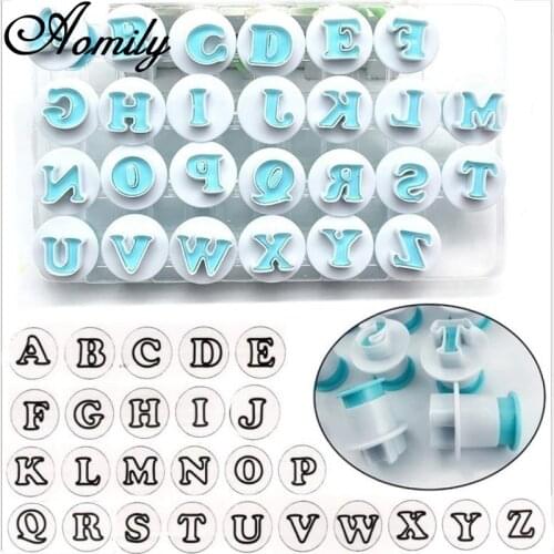 Aomily 3D Letters Numbers Spring Mould Cutter Set Cookie Fondant Baking Tool Birthday Biscuit Sugarcraft Fondant Press Ebosser