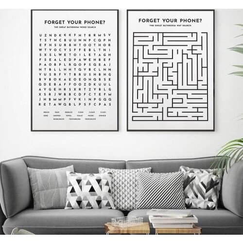 Bathroom Word Search Minimalism Wall Art Canvas Posters And Prints Forget Your Phone Quote Canvas Painting Pictures For Bedroom