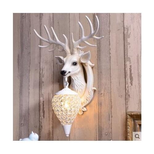 Lucky bow antler wall lamp Nordic living room TV background wall bed personality creative deer head wall lamp decoration