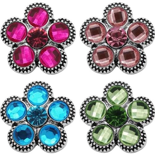 New KZ3172 Beauty colorful rhinestone flowers 18MM snap buttons fit snap bracelet jewelry wholesale